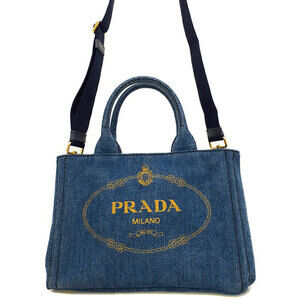 PRADA Canapa Denim Handbag Bag